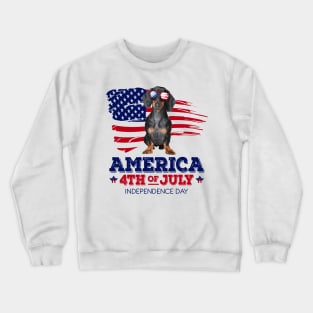 Dachshund Flag USA - America 4th Of July Independence Day Crewneck Sweatshirt